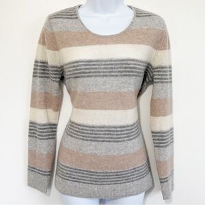 41 HAWTHORN 100% Cashmere Rella Crewneck Striped Sweater Medium